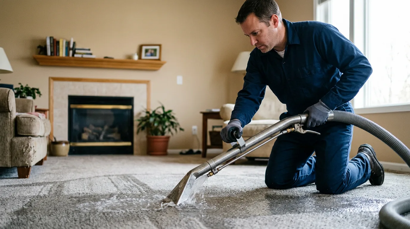 Water damage restoration technician working near Amagansett, NY